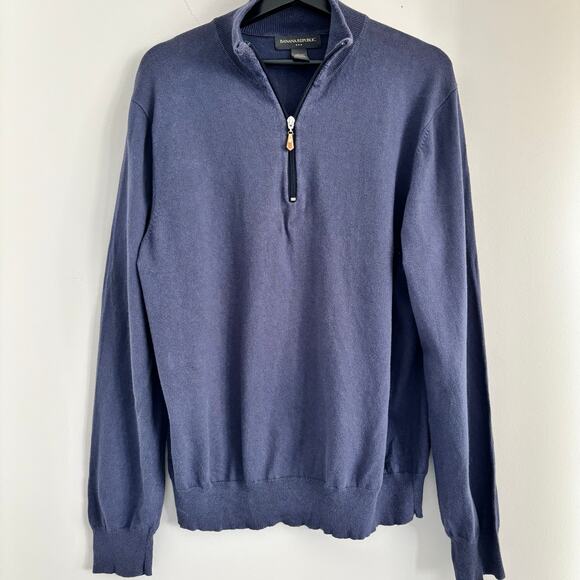 Banana Republic Cashmere Blend Quarter Zip Men's Size Large - Picture 1 of 5